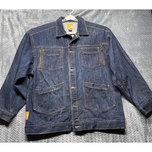 Akademiks Denim Jacket XXL Workwear Utility‎ Pockets Raw Jean Style Hong Kong